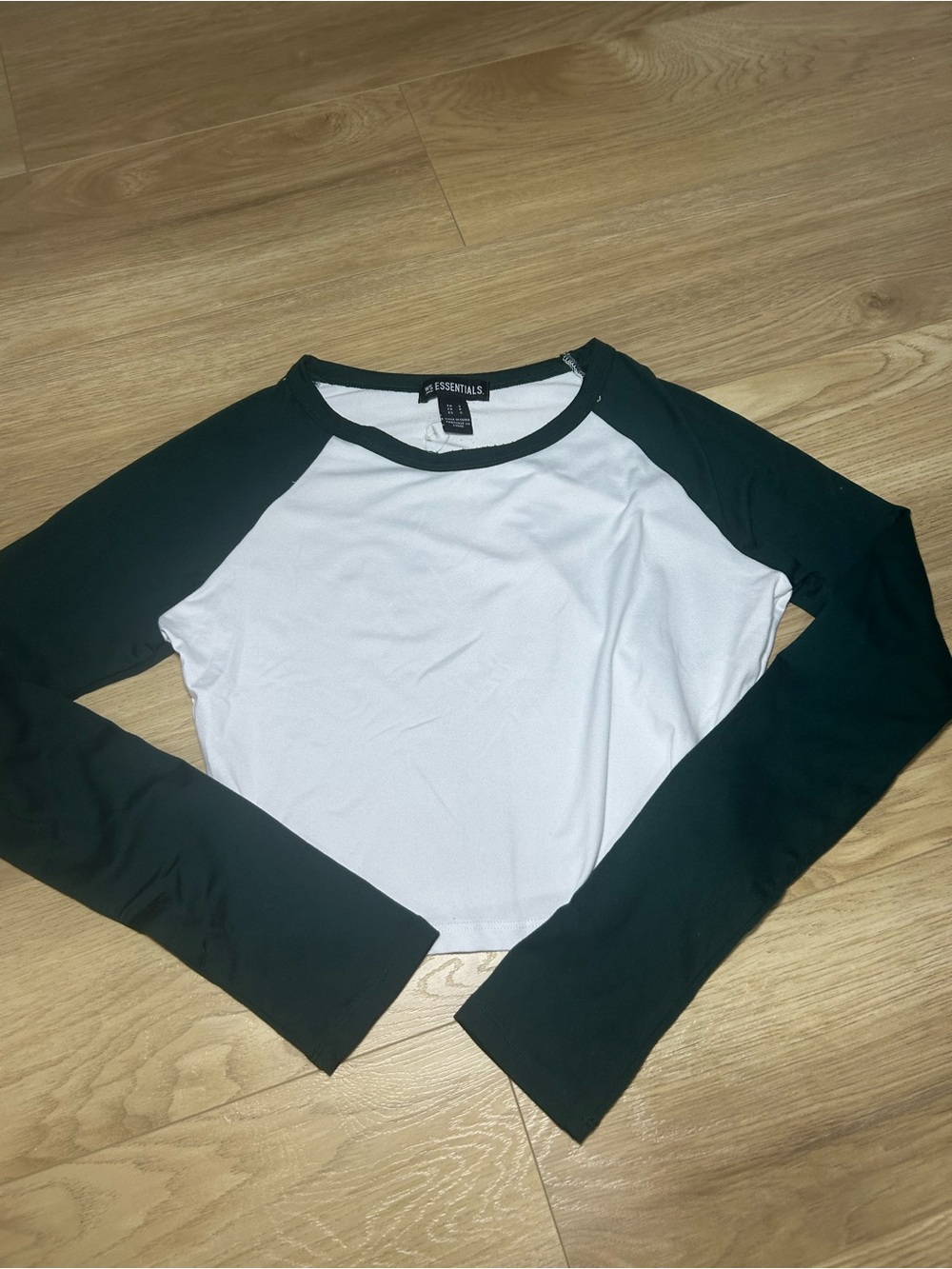 ESSENTIALS Black & White Long-Sleeve Raglan Tee